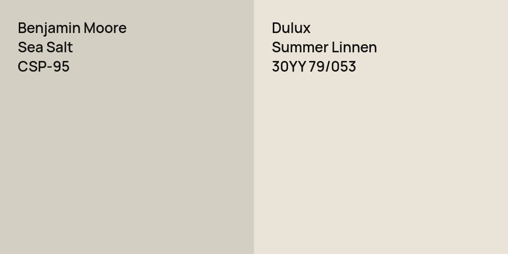 Benjamin Moore Sea Salt vs. Dulux Summer Linnen