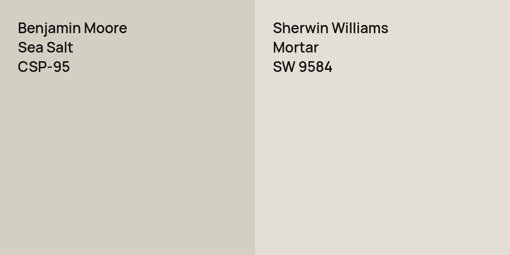 Benjamin Moore Sea Salt vs. Sherwin Williams Mortar