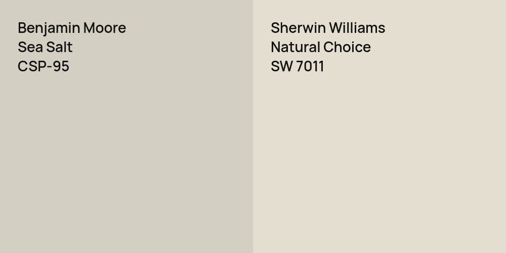 Benjamin Moore Sea Salt vs. Sherwin Williams Natural Choice