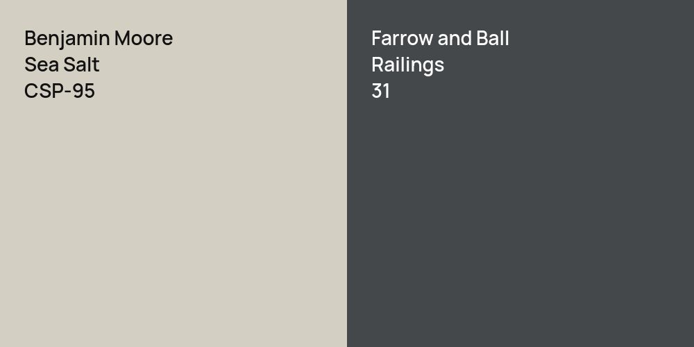 Benjamin Moore Sea Salt vs. Farrow and Ball Railings