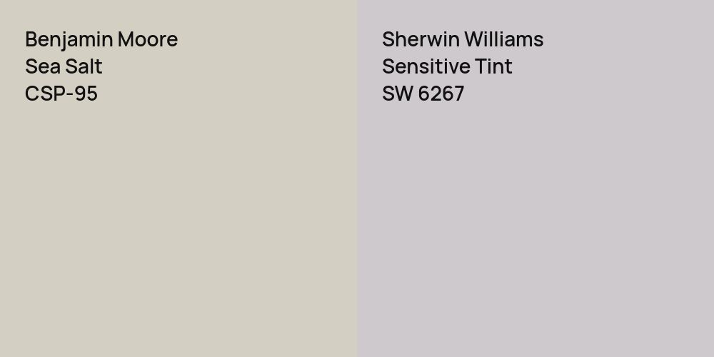 Benjamin Moore Sea Salt vs. Sherwin Williams Sensitive Tint