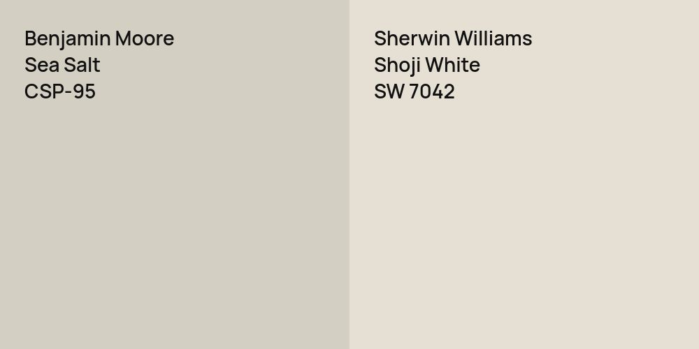 Benjamin Moore Sea Salt vs. Sherwin Williams Shoji White