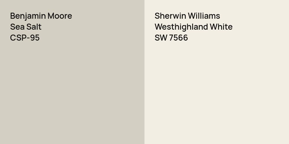 Benjamin Moore Sea Salt vs. Sherwin Williams Westhighland White