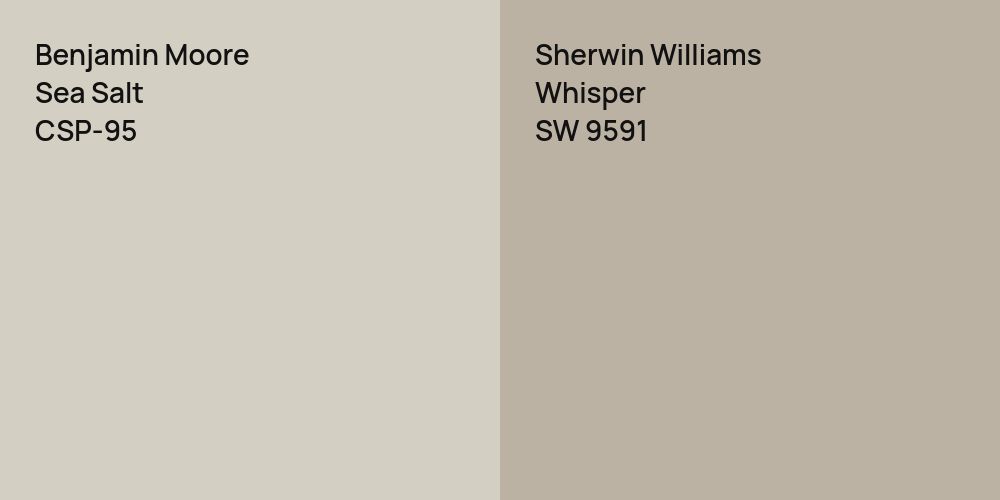 Benjamin Moore Sea Salt vs. Sherwin Williams Whisper