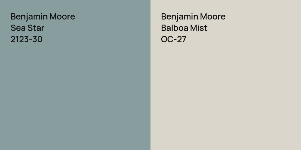 Benjamin Moore Sea Star vs. Benjamin Moore Balboa Mist