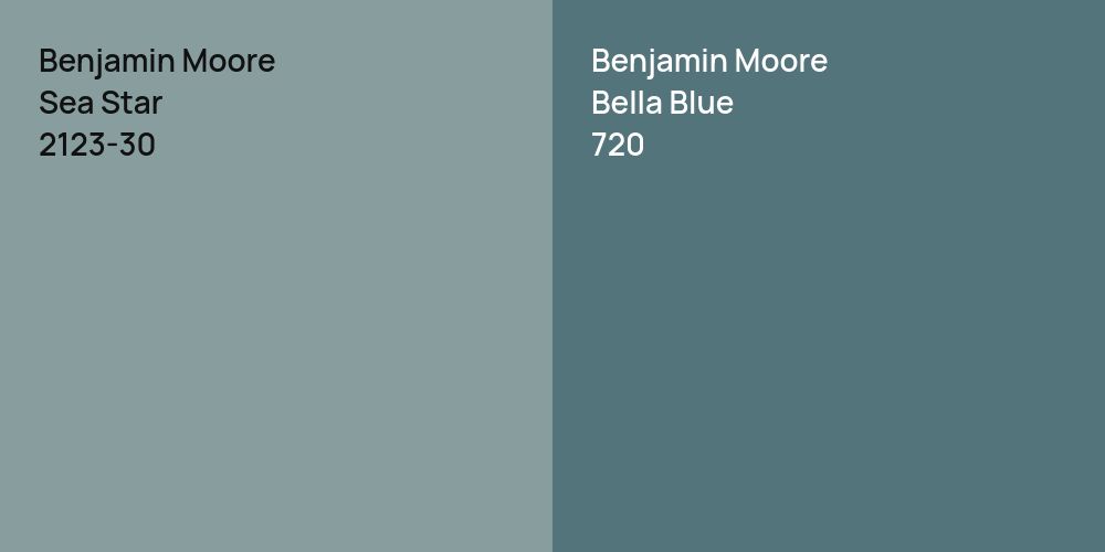 Benjamin Moore Sea Star vs. Benjamin Moore Bella Blue