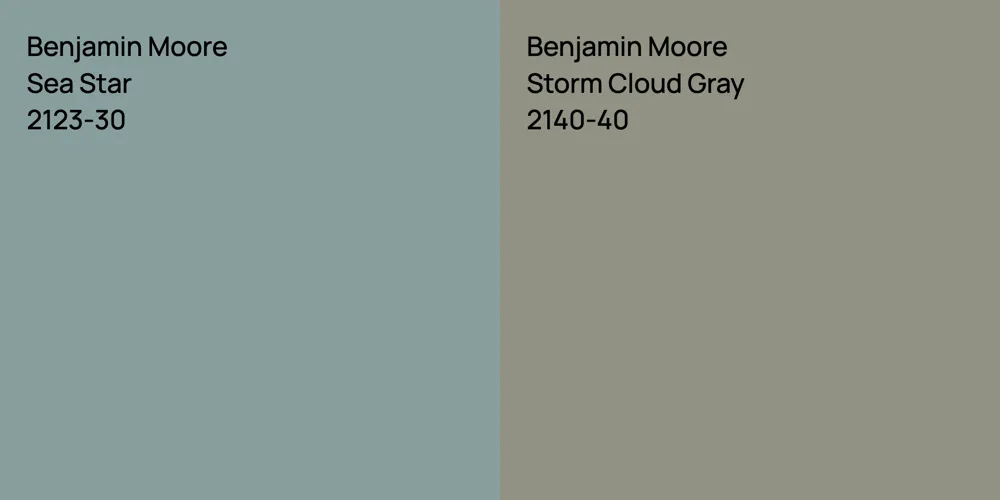 Benjamin Moore Sea Star vs. Benjamin Moore Storm Cloud Gray