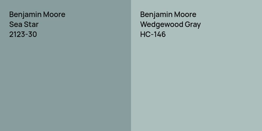 Benjamin Moore Sea Star vs. Benjamin Moore Wedgewood Gray