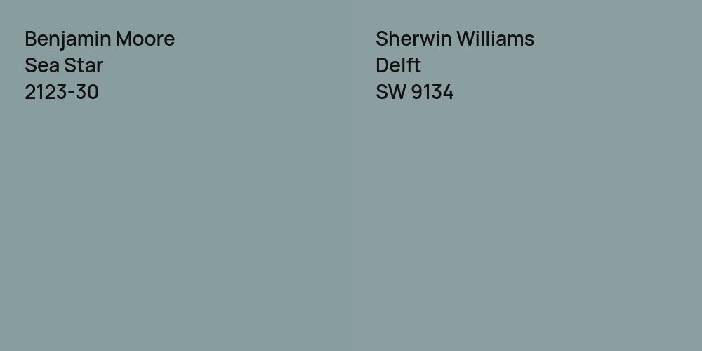 Benjamin Moore Sea Star vs. Sherwin Williams Delft