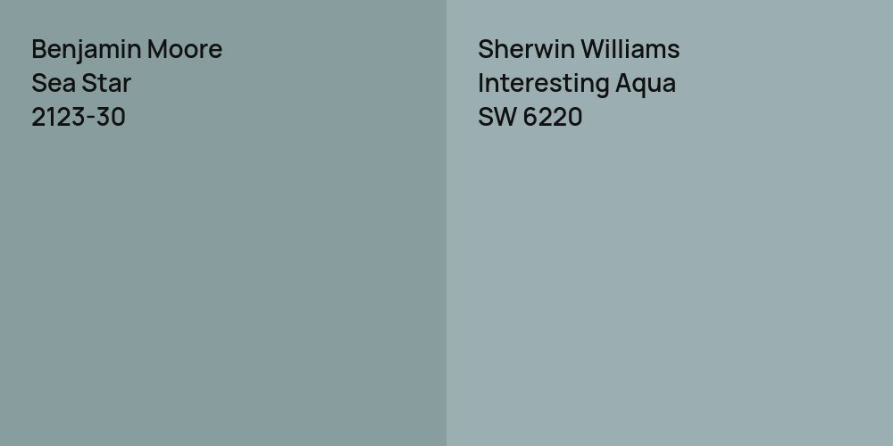 Benjamin Moore Sea Star vs. Sherwin Williams Interesting Aqua