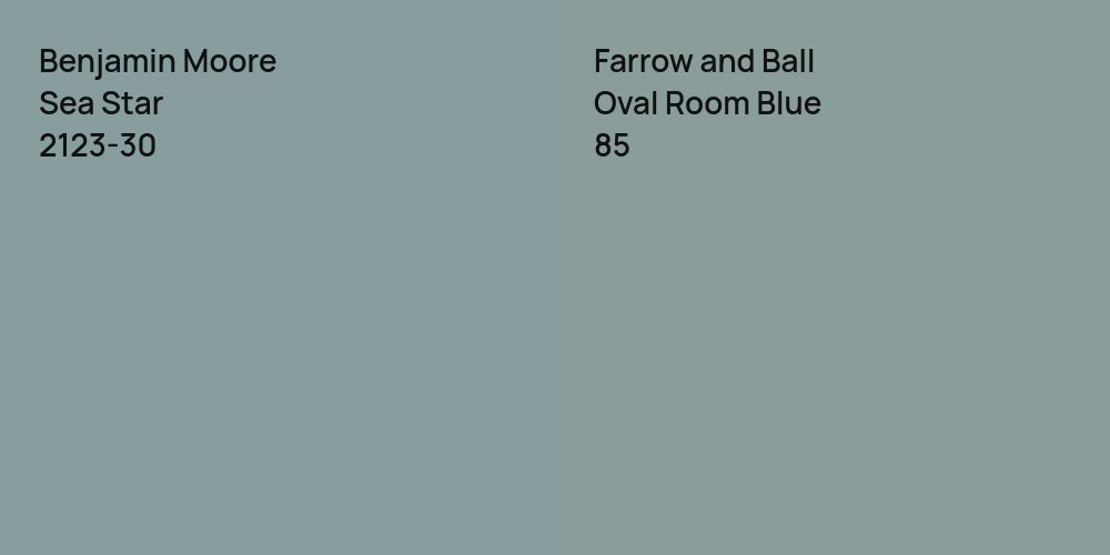 Benjamin Moore Sea Star vs. Farrow and Ball Oval Room Blue