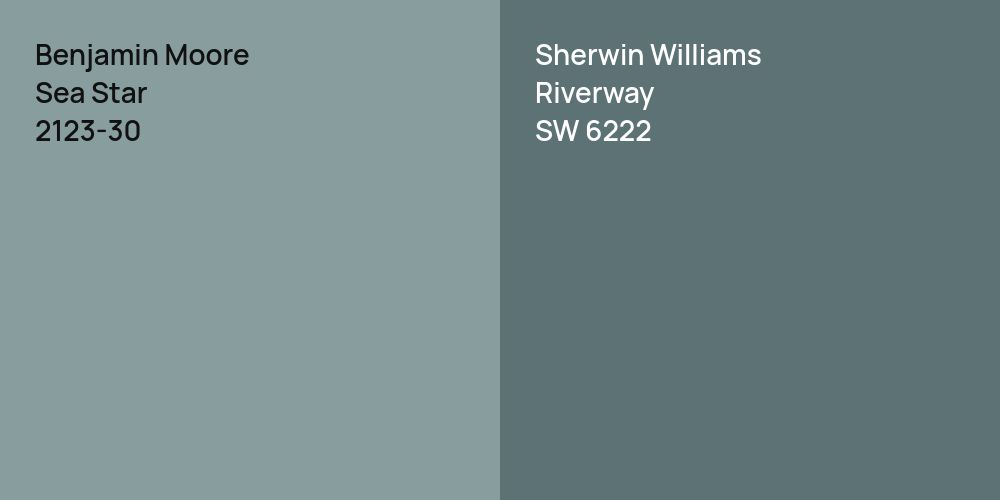 Benjamin Moore Sea Star vs. Sherwin Williams Riverway