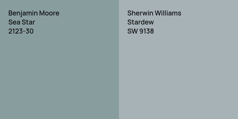 Benjamin Moore Sea Star vs. Sherwin Williams Stardew