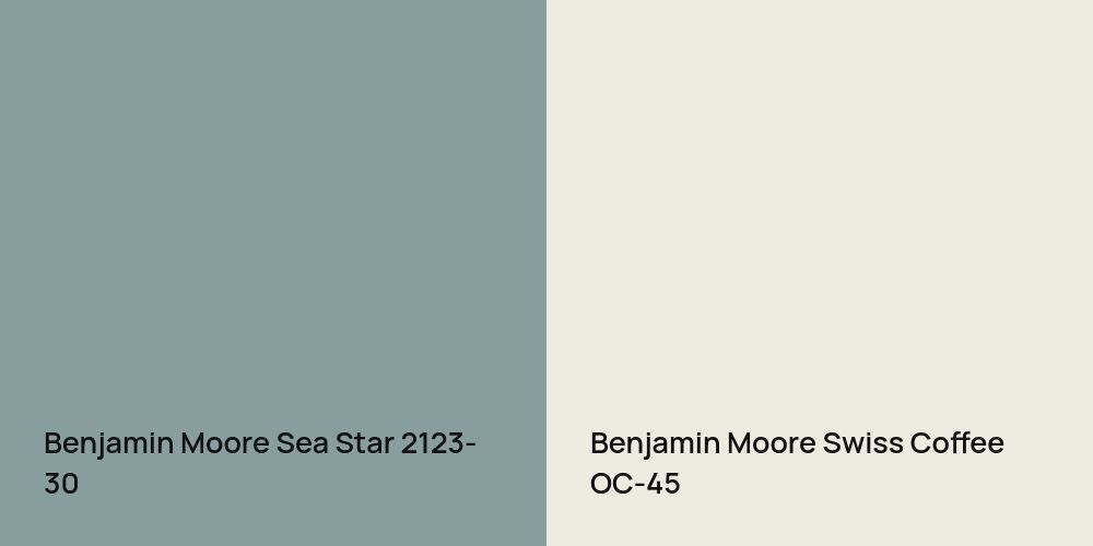 Benjamin Moore Sea Star vs. Benjamin Moore Swiss Coffee