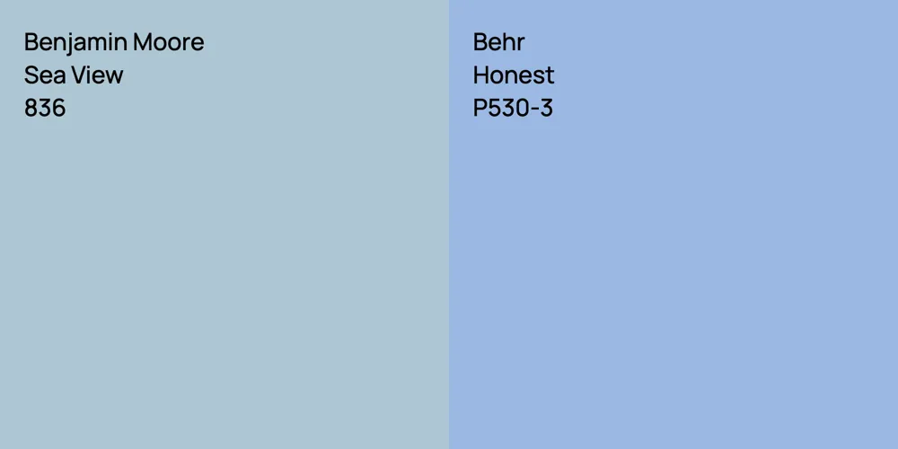 Benjamin Moore Sea View vs. Behr Honest