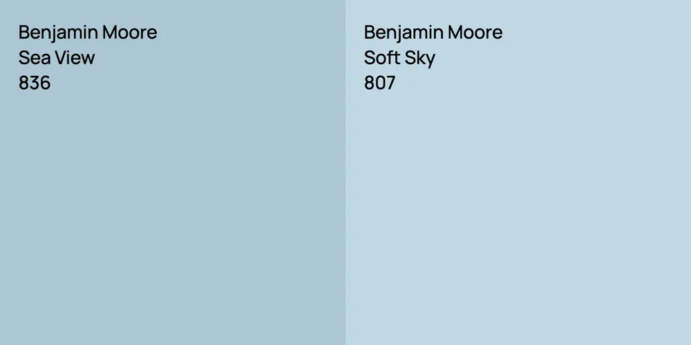 Benjamin Moore Sea View vs. Benjamin Moore Soft Sky