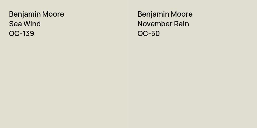 Benjamin Moore Sea Wind vs. Benjamin Moore November Rain