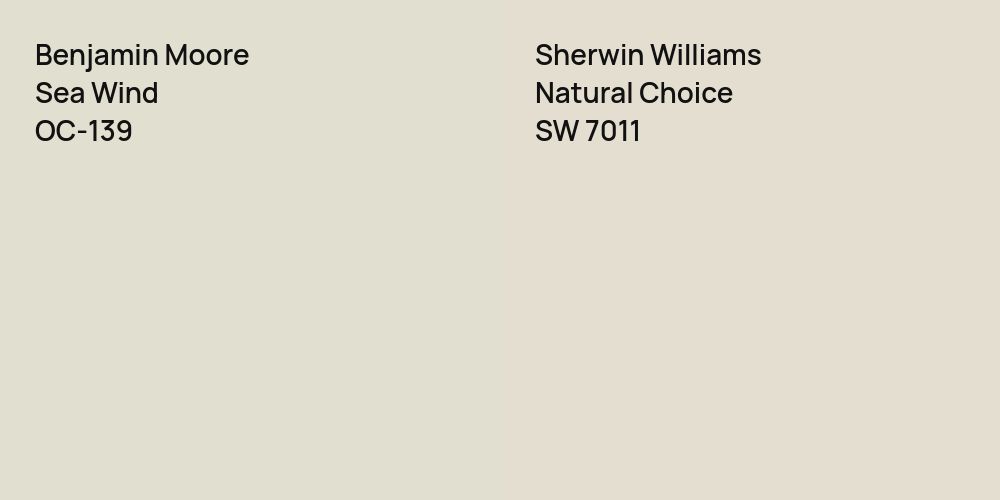 Benjamin Moore Sea Wind vs. Sherwin Williams Natural Choice