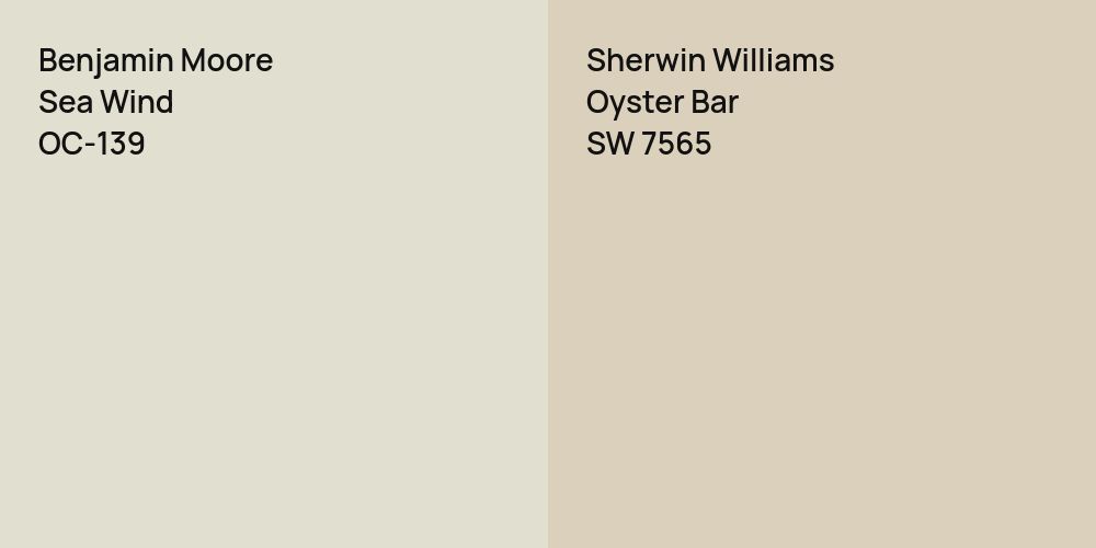 Benjamin Moore Sea Wind vs. Sherwin Williams Oyster Bar