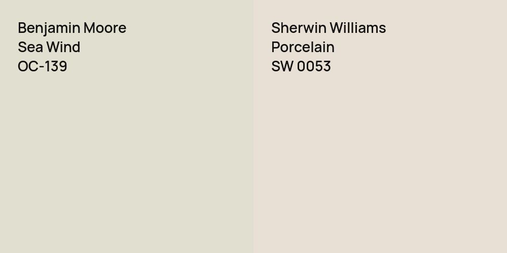 Benjamin Moore Sea Wind vs. Sherwin Williams Porcelain