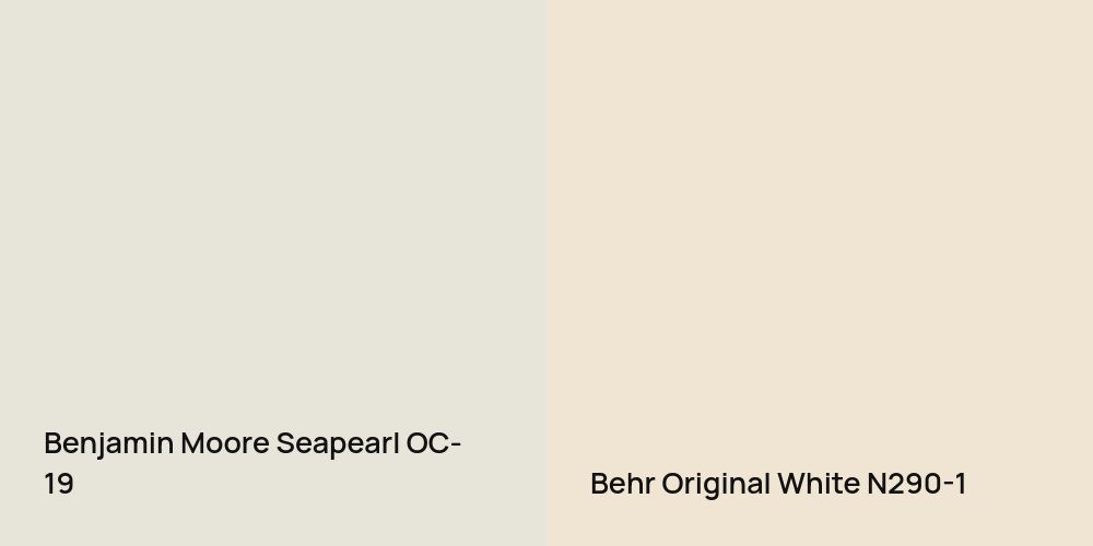 Benjamin Moore Seapearl vs. Behr Original White