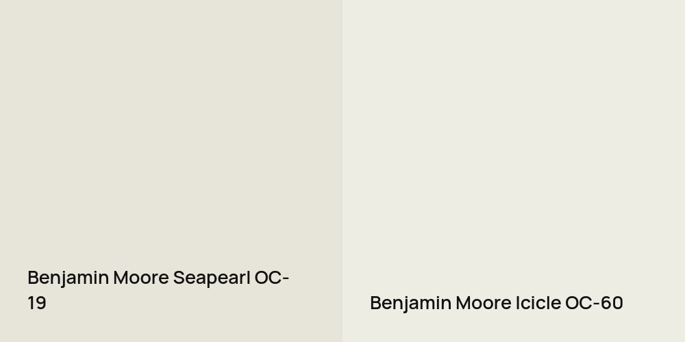 Benjamin Moore Seapearl vs. Benjamin Moore Icicle