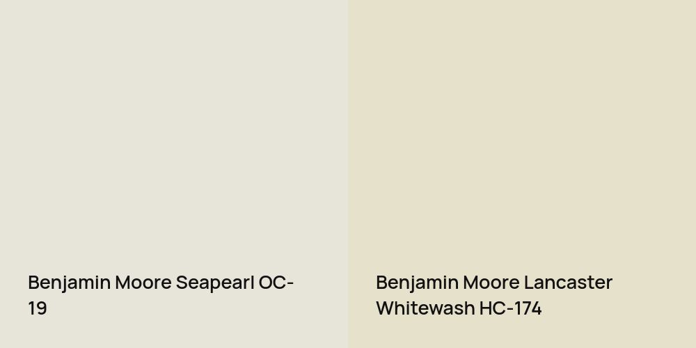 Benjamin Moore Seapearl vs. Benjamin Moore Lancaster Whitewash