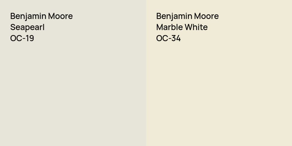 Benjamin Moore Seapearl vs. Benjamin Moore Marble White