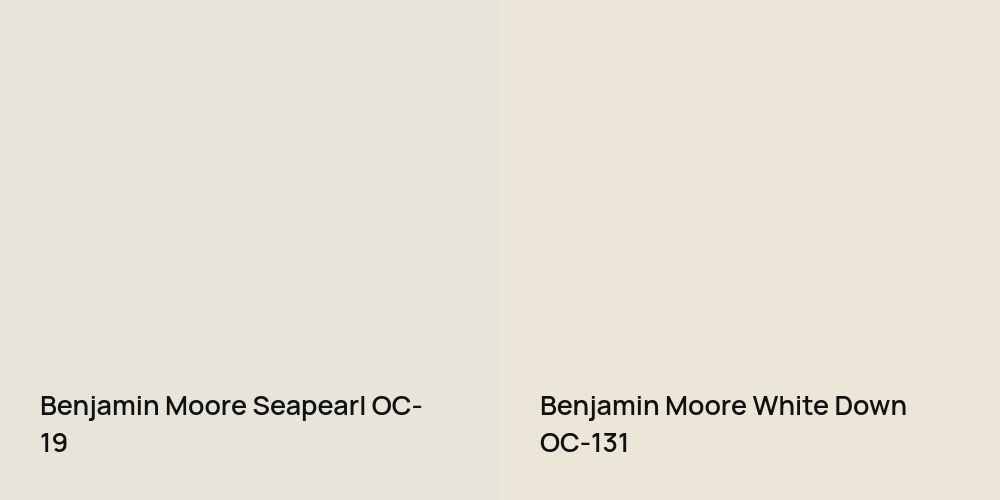 Benjamin Moore Seapearl vs. Benjamin Moore White Down