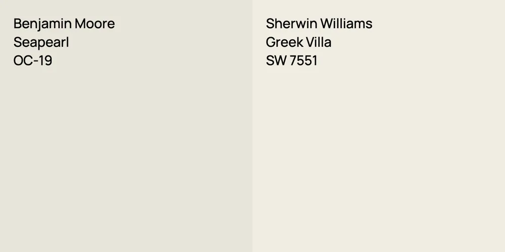 Benjamin Moore Seapearl vs. Sherwin Williams Greek Villa