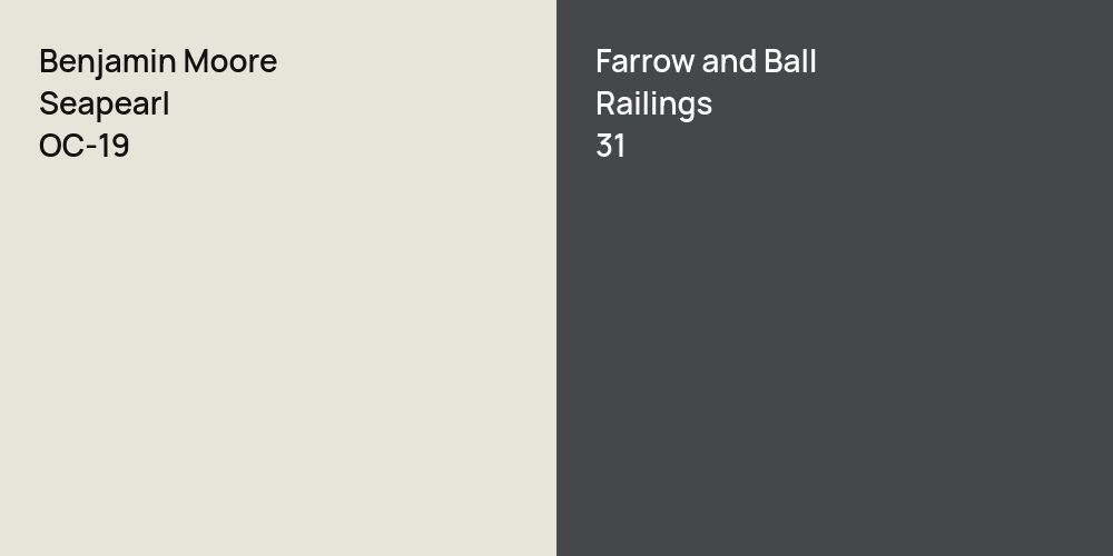 Benjamin Moore Seapearl vs. Farrow and Ball Railings