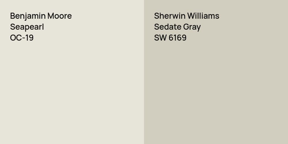 Benjamin Moore Seapearl vs. Sherwin Williams Sedate Gray