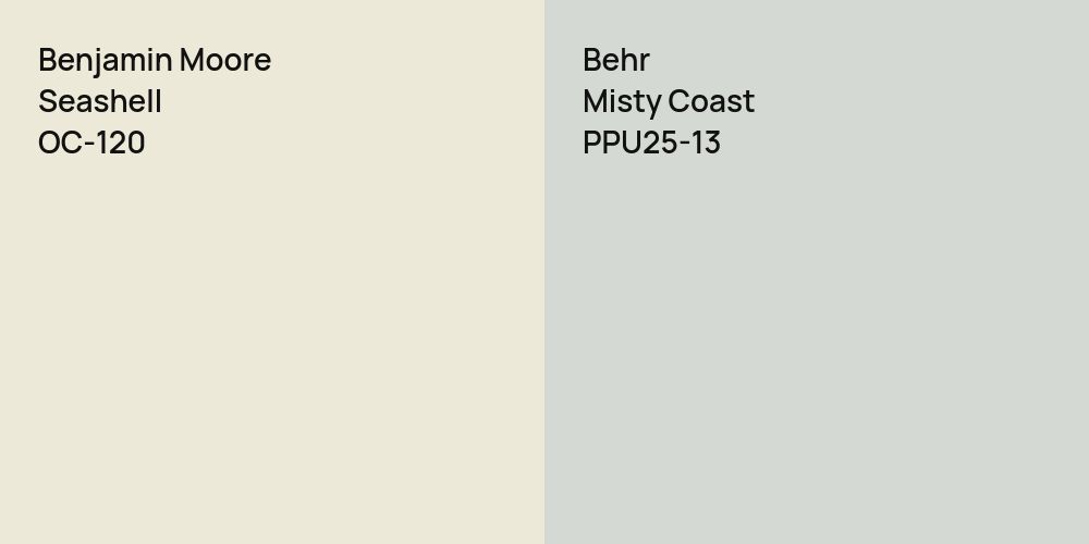 Benjamin Moore Seashell vs. Behr Misty Coast