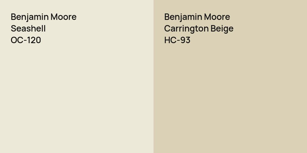 Benjamin Moore Seashell vs. Benjamin Moore Carrington Beige