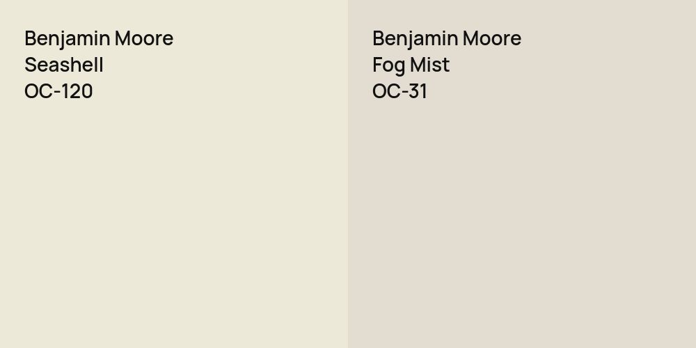 Benjamin Moore Seashell vs. Benjamin Moore Fog Mist