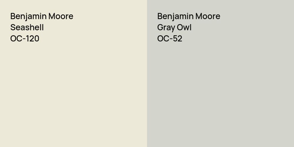 Benjamin Moore Seashell vs. Benjamin Moore Gray Owl