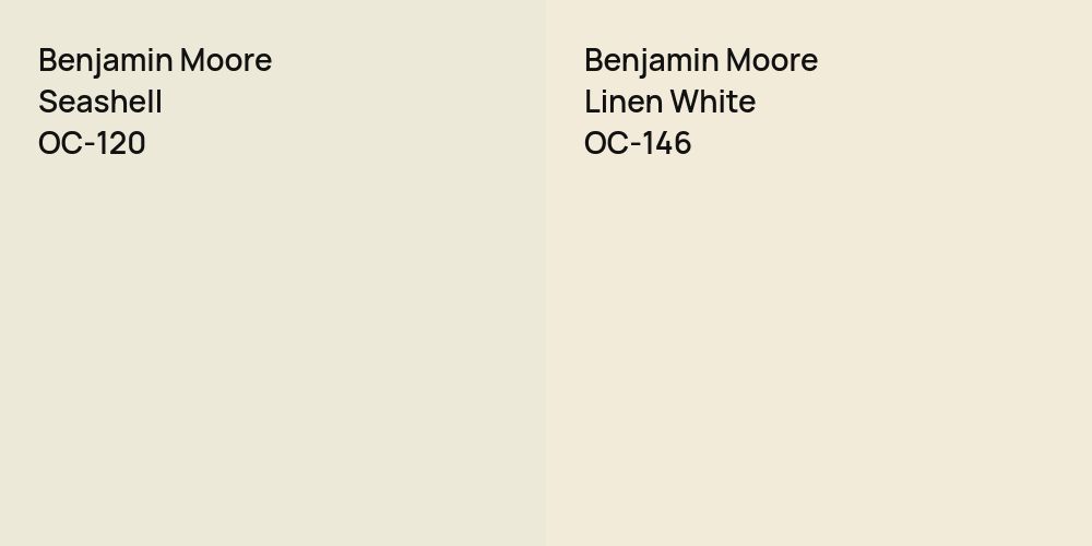 Benjamin Moore Seashell vs. Benjamin Moore Linen White