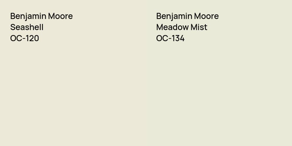 Benjamin Moore Seashell vs. Benjamin Moore Meadow Mist