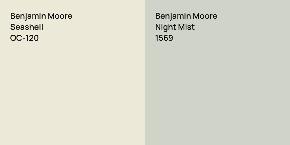 Benjamin Moore Seashell vs. Benjamin Moore Night Mist