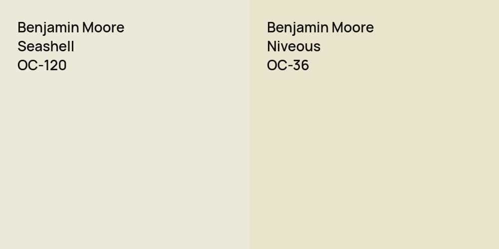 Benjamin Moore Seashell vs. Benjamin Moore Niveous