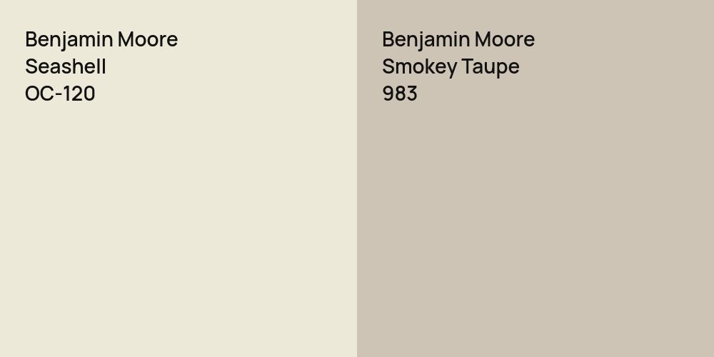 Benjamin Moore Seashell vs. Benjamin Moore Smokey Taupe