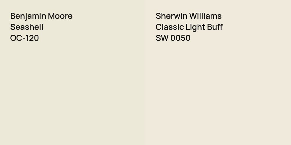 Benjamin Moore Seashell vs. Sherwin Williams Classic Light Buff