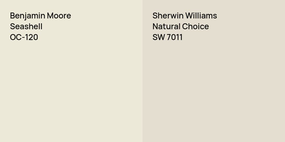 Benjamin Moore Seashell vs. Sherwin Williams Natural Choice