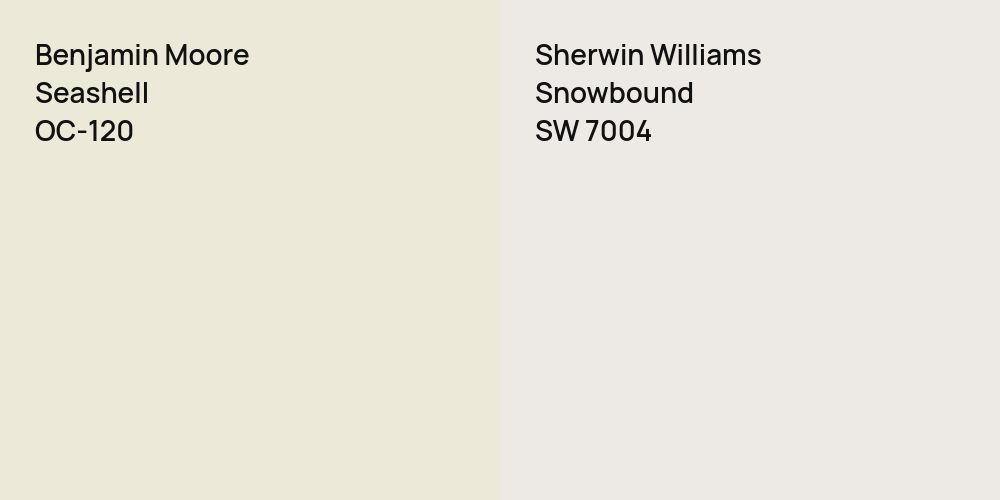 Benjamin Moore Seashell vs. Sherwin Williams Snowbound