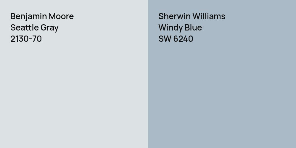 Benjamin Moore Seattle Gray vs. Sherwin Williams Windy Blue