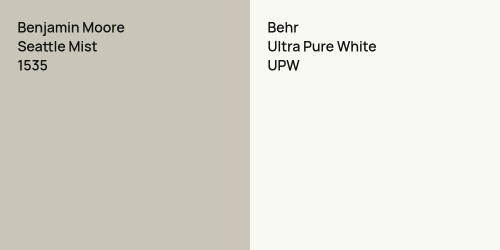 Benjamin Moore Seattle Mist vs. Behr Ultra Pure White