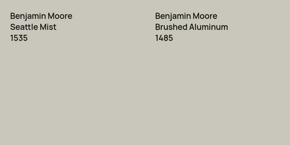 Benjamin Moore Seattle Mist vs. Benjamin Moore Brushed Aluminum