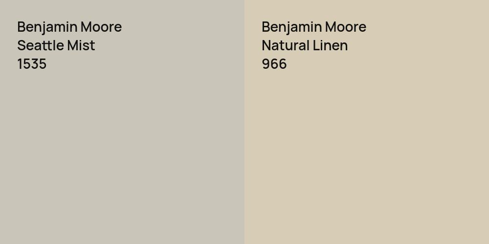 Benjamin Moore Seattle Mist vs. Benjamin Moore Natural Linen