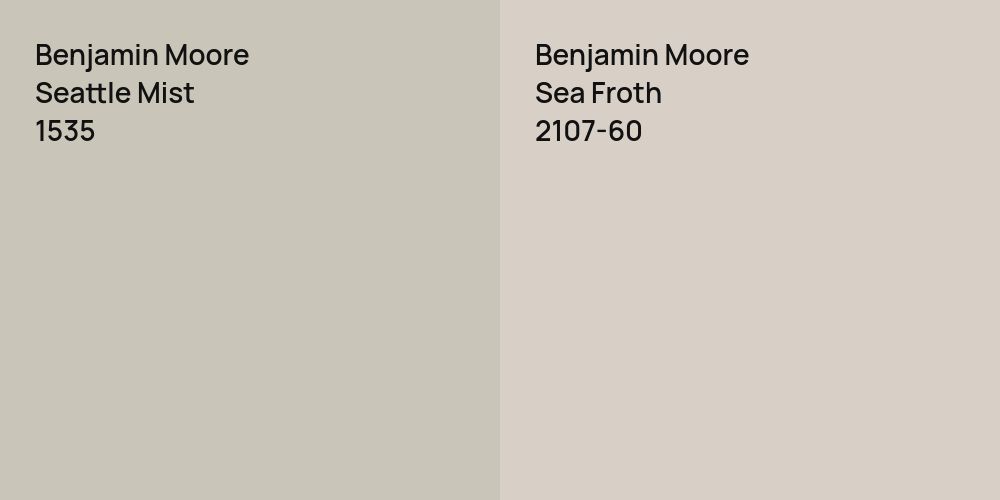 Benjamin Moore Seattle Mist vs. Benjamin Moore Sea Froth