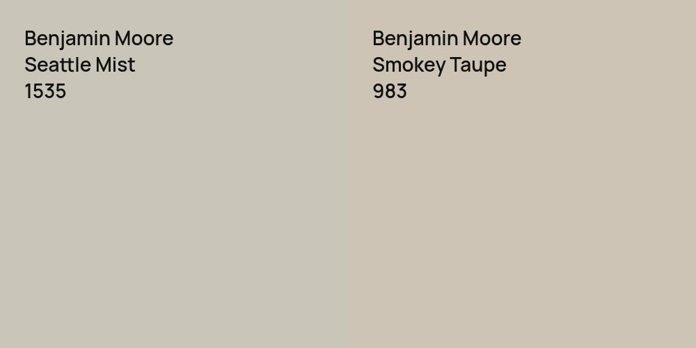 Benjamin Moore Seattle Mist vs. Benjamin Moore Smokey Taupe